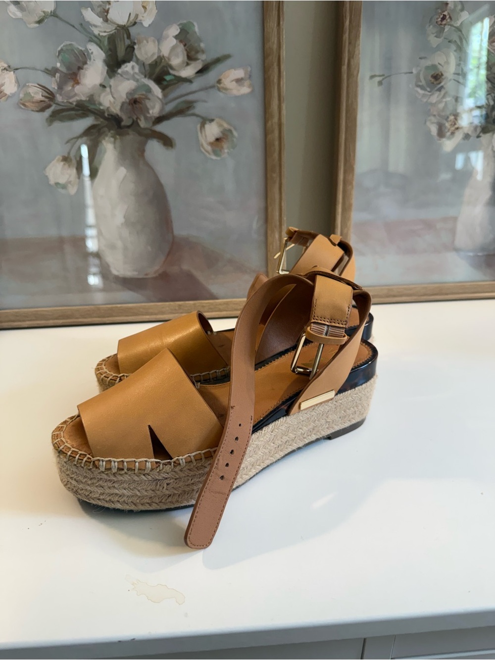 SARTO By Franco Sarto Tan Espadrille Platform Sandals - Picture 2 of 4